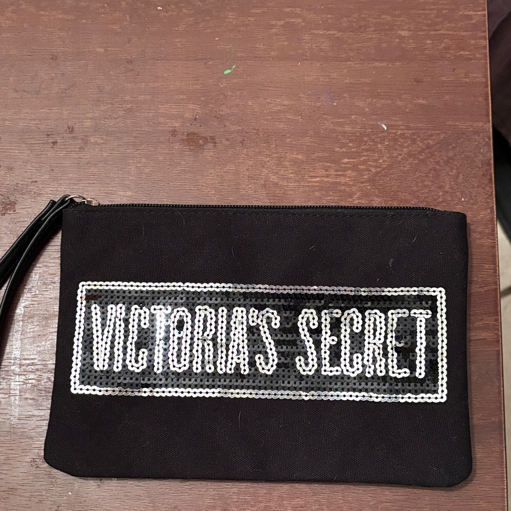 Victoria's Secret Black and Silver Sequin Wristlet